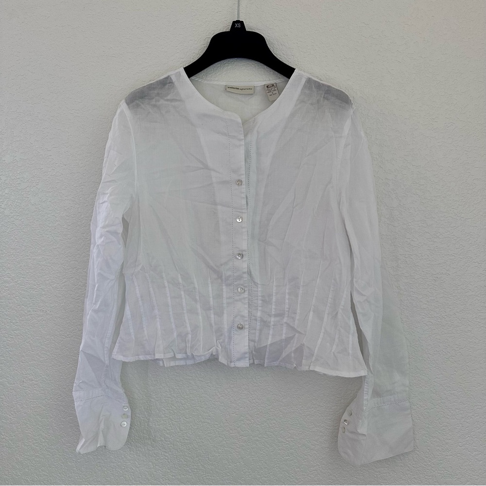 Valerie Button Down Cropped White Cotton Shirt